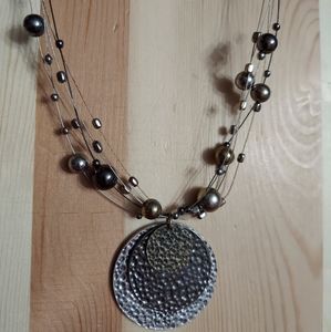 Kenneth Cole Silver/Gold Textured Disk Mixed Metals Nec